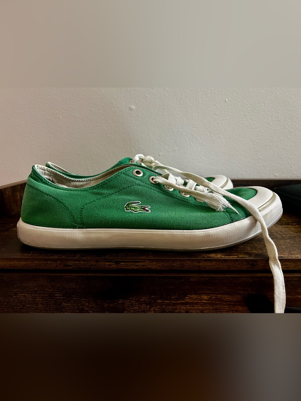 Lacoste Green Canvas Low-Top Sneakers with White Sole